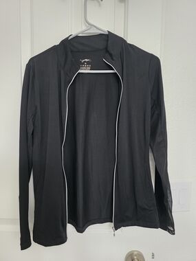 Gottex Black Mesh Detail Zip Up